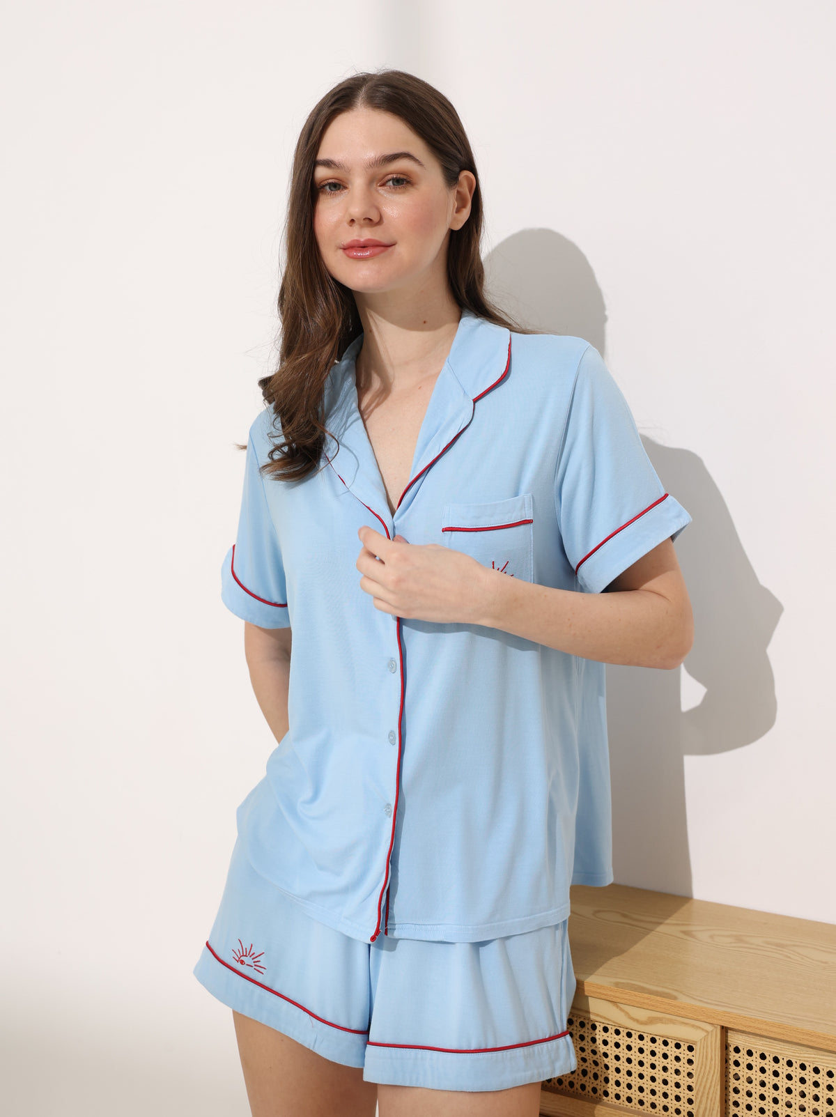 Kayla Shorts Set OEKO-TEX® Bamboo – Light Blue