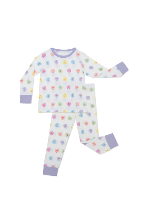 Kids' bamboo pyjama set in Candy Heart print – OEKO-TEX® certified, TEEJAYZ