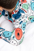 Kids' bamboo pyjama set in Emoji print – OEKO-TEX® certified, TEEJAYZ